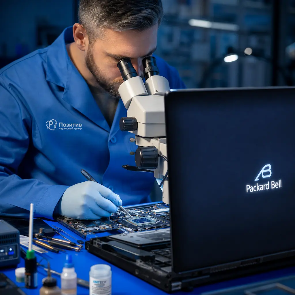 Замена видеокарты ноутбука Packard Bell в Селятино