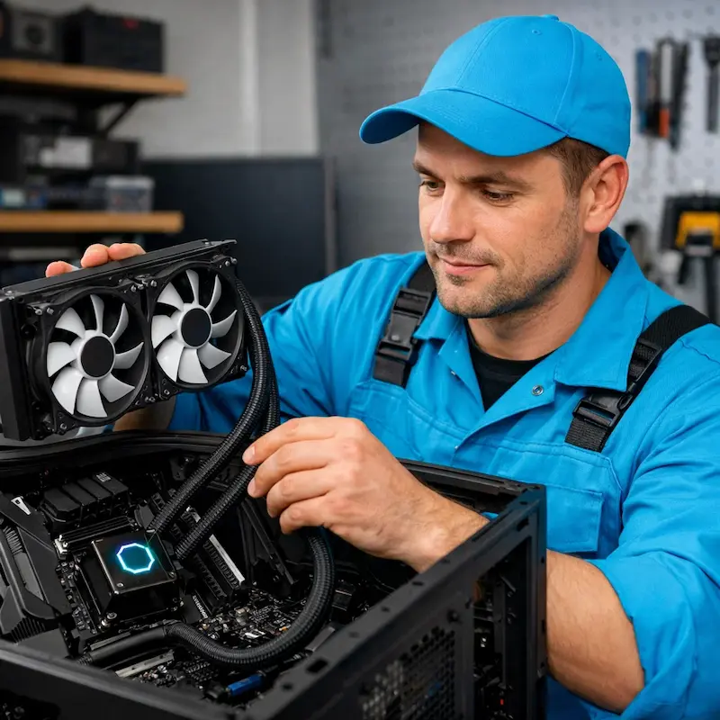 Установка водяного охлаждения на компьютер в Селятино