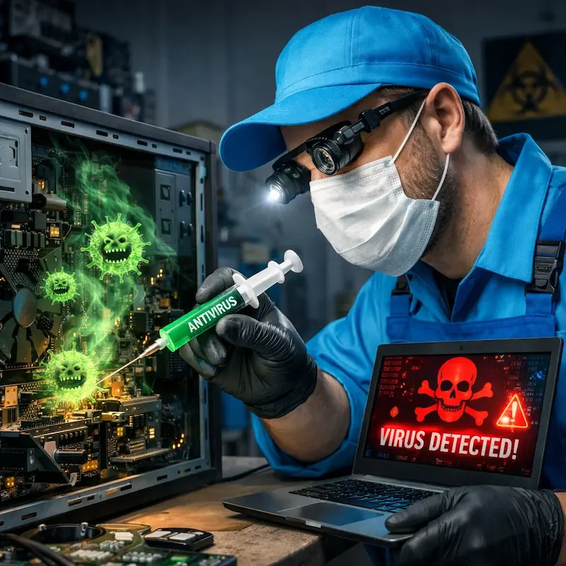 Лечение компьютера от вирусов в Селятино на дому